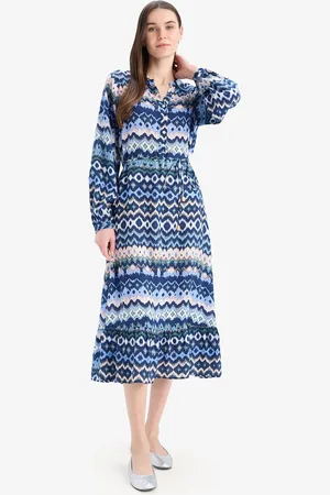 DeFacto Print A-Line Midi Dress