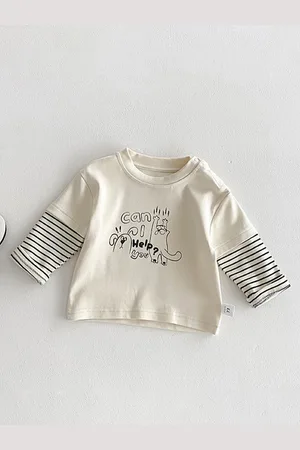 LULU & SKY Boys Striped Henley Neck Applique T-shirt
