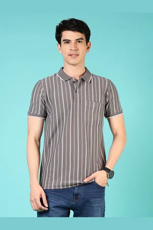 V-Mart Men Striped Polo Collar Pockets T-shirt