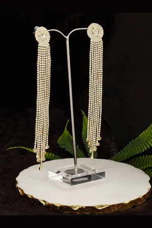 ATIBELLE Gold-Plated Contemporary Cubic Zirconia Drop Earrings