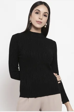Gipsy Women Black Self Design Pullover Sweater