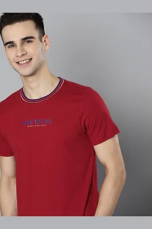Mast & Harbour Men Red Typography Printed Cotton T-shirt