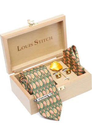 LOUIS STITCH Men Italian Silk Necktie Accessory Gift Set