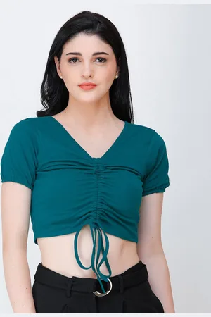 Cation Fitted Ruched Crop Top