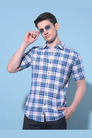 Crimsoune Club Classic Slim Fit Tartan Checks Cotton Casual Shirt