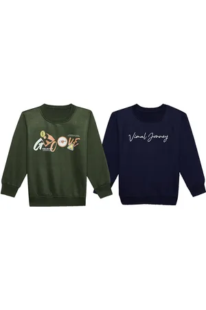 VIMAL JONNEY Kids Pack Of 2 Typography Printed Cotton Fleece Pullover Sweatshirts