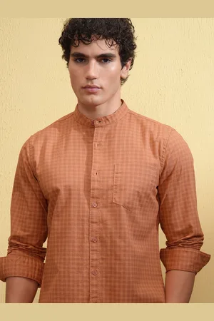 Highlander Men Cotton Linen Printed Checked Casual Shirt