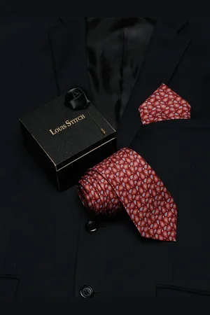 LOUIS STITCH Men Printed Italian Silk Accessory Gift Set
