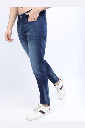 Highlander Men Blue Tapered Fit Mildly Distressed Light Fade Stretchable Jeans