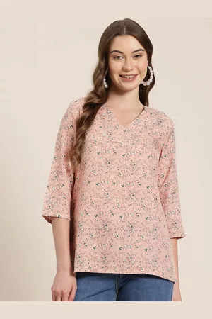 HERE&NOW Floral Print V-Neck Kurti
