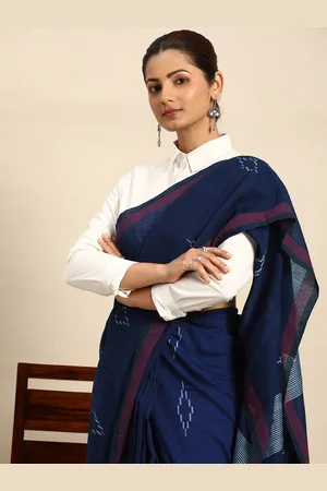 Taavi Navy Pure Cotton Jamdani Saree