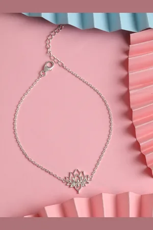 CLARA Women Silver-Plated 925 Silver Lotus Anklet