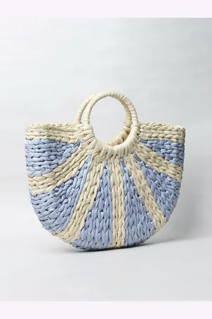 ONLY Blue Textured Shopper Handheld Bag with Tasselled