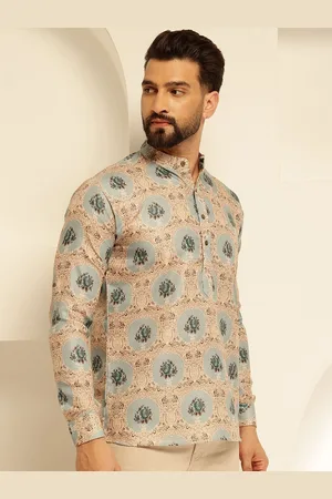 SOJANYA Floral Printed Cotton Straight Short Kurta