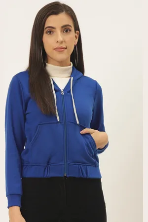 Belle Women Blue Fleece Lightweight Tailored Jacket