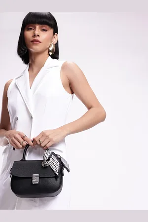 Mast & Harbour Textured Structured Satchel Bag With Scarf