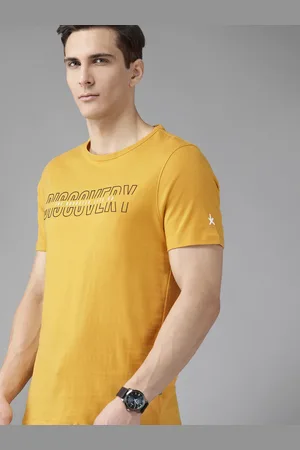 Roadster X Discovery Adventures Mens Yellow Graphic T-shirt with Healthguard Finish