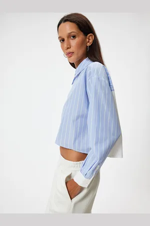 Koton Women Spread Collar Striped Cotton Casual Shirt