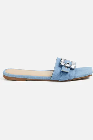 Lifestyle Embellished Buckles One Toe Flats