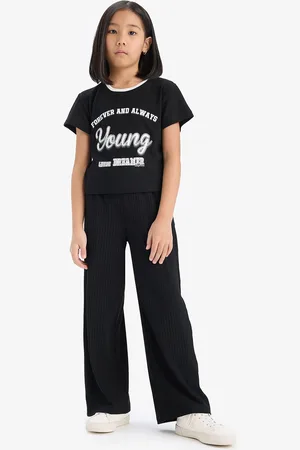 DeFacto Girls Printed T-shirt with Trousers
