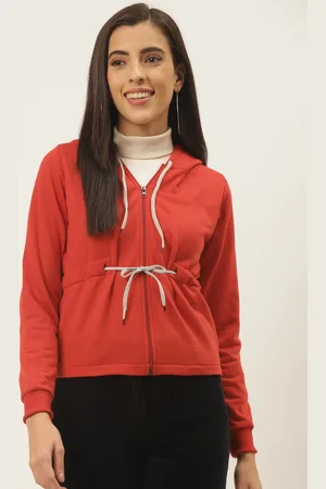 Belle Women Red Fleece Lightweight Tailored Jacket