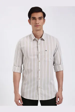 Peter England Men Slim Fit Spread Collar Vertical Striped Cotton Casual Shirt