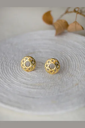 MANNASH Women Gold-Toned 925 Sterling Silver Stud Earrings