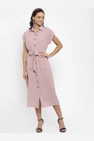 Gipsy Women Pink Solid Shirt Dress