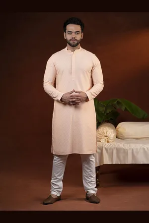 TheEthnic.Co Geometric Chikankari Embroidered Pure Cotton Straight Kurta with Pyjamas