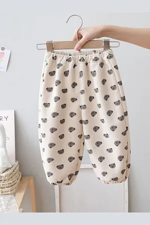 LULU & SKY Girls Polka Dot Printed Tapered Fit Joggers Trousers