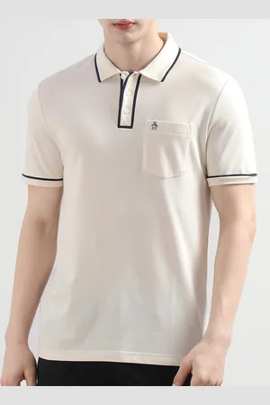 Original Penguin Men Solid Polo Collar Cotton T-shirt