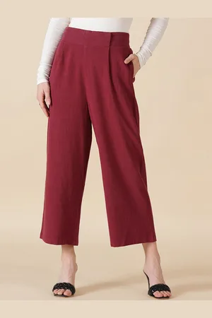 Gipsy Women Maroon Cotton Solid Culottes Trousers