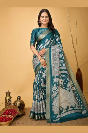 HERE&NOW Kalamkari Zari Pure Cotton Kanjeevaram Saree