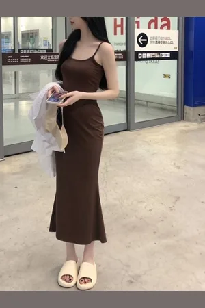 DressBerry Women Shoulder Straps Sheath Midi Dress