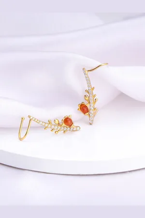 GIVA Gold-Plated 925 Sterling Silver Zircon-Studded Contemporary Ear Cuff Earrings