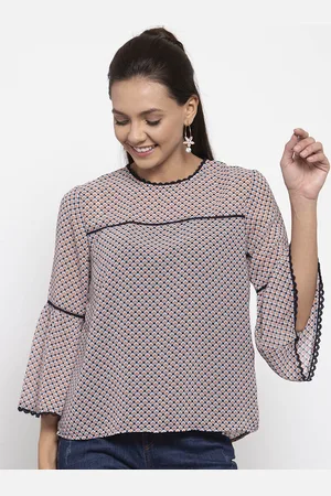 Gipsy Women Blue & Orange Printed A-Line Top