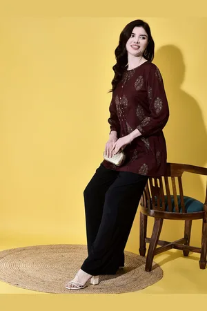 FUTURO REMOTO GIOIELLI Women Cotton Round Neck Printed Tunic