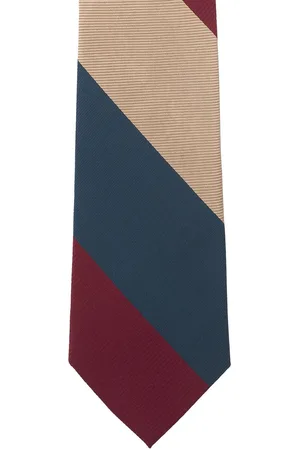The Tie Hub Maroon & Blue Striped Broad Tie