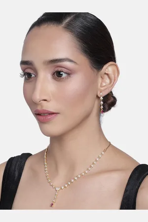 ESTELE Gold Plated Sparkling Necklace Set with Austrian Crystals