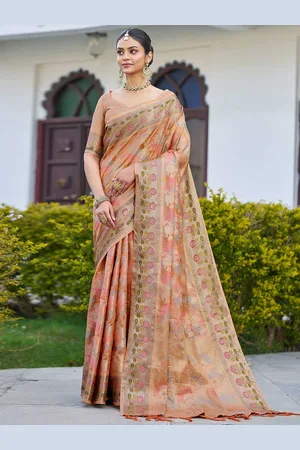 Satrani Ethnic Motifs Zari Pure Silk Banarasi Saree