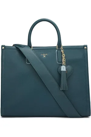 Da Milano Textured Leather Oversized Structured Handheld Bag with Tasselled