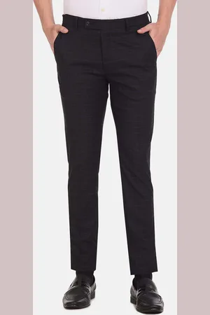 Arrow Men Black Checked Slim Fit Trouser