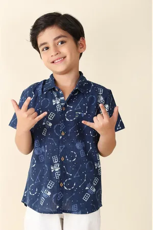 Fabindia Boys Geometric Printed Cotton Casual Shirt