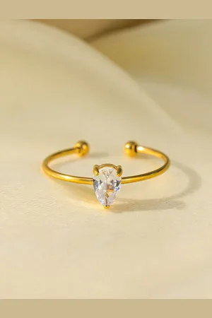 Myki Gold-Plated Stainless Steel Stone-Studded Adjustable Magnificent Finger Ring