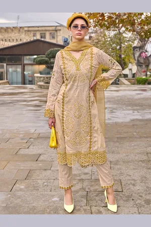 AUTUMN LANE Women Floral Embroidered Regular Pure Cotton Kurta with Trousers & With Dupatta