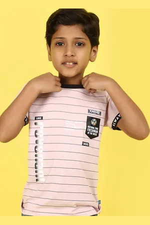 V-Mart Boys Striped Round Neck Cotton T-shirt