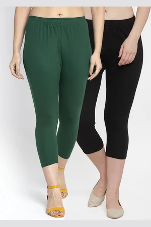Jinfo Women Black & Green Pack Of 2 Capris