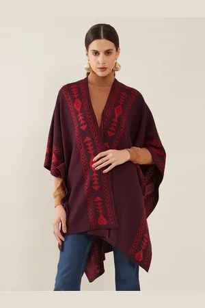 Soch Women Maroon & Red Printed Shrug