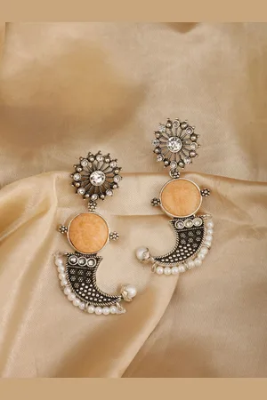 Anouk Artificial Stones Studded & Beaded Contemporary Shaped Drop Earrings