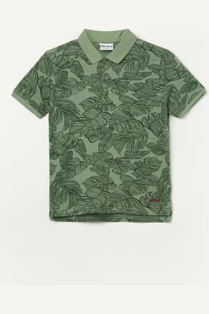 Lifestyle Boys Floral Printed Polo Collar Cotton T-shirt
